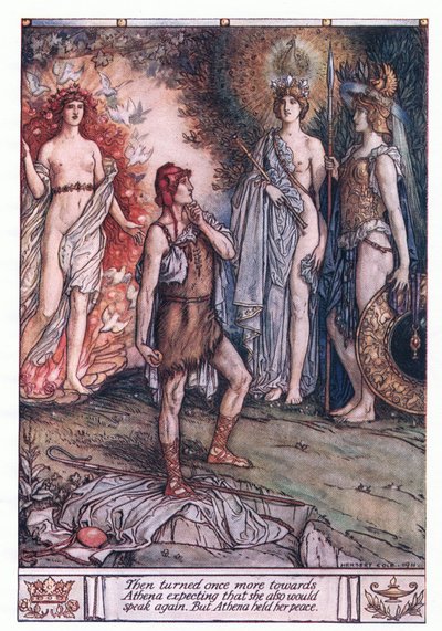 Sitten kääntyi vielä kerran Athenen puoleen odottaen, että tämä puhuisi taas. Mutta Athena pysyi rauhallisena tekijältä Herbert Cole